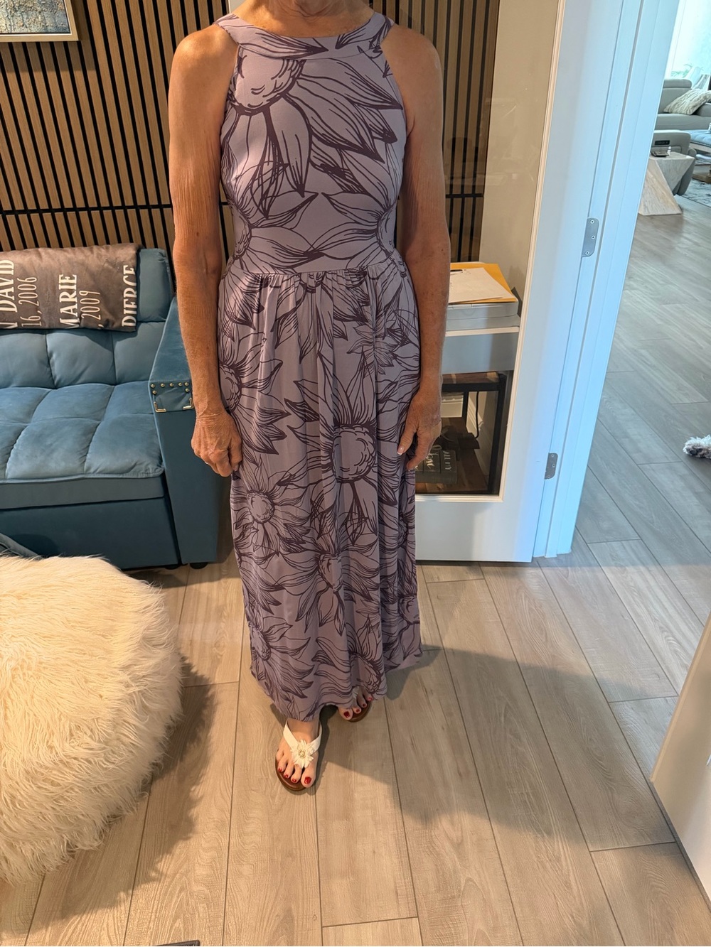 Market & Spruce Lavender Floral High-Neck Maxi Dress